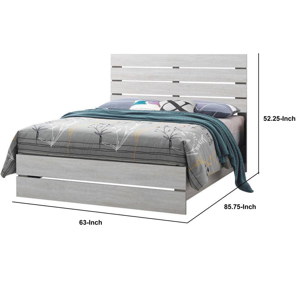 Transitional Queen Bed with Upholstered Headboard and Wood Frame