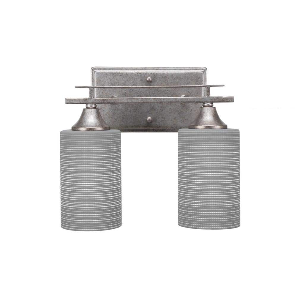 Ontario 11.25 in. 2-Light Aged Silver Vanity Light