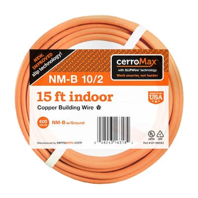 15 ft. 10/2 Orange Solid CerroMax SLiPWire CU NM-B W/G Wire
