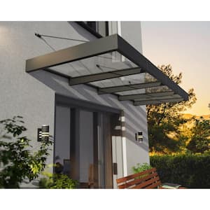 Sophia 5 ft x 13 ft. Gray/Clear Door and Window Awning
