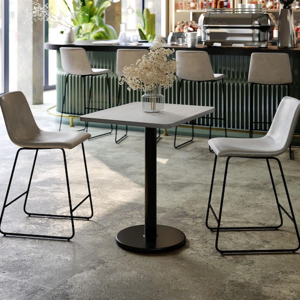 Carnegy Avenue Graniss Rectangular Gray Wood Laminate 24 in. Column Dining Table Seat of 2 Round Table Height Base