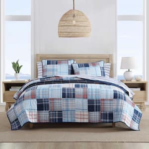 Stony Point 1-Piece Blue 100% Cotton Reversible Twin Quilt