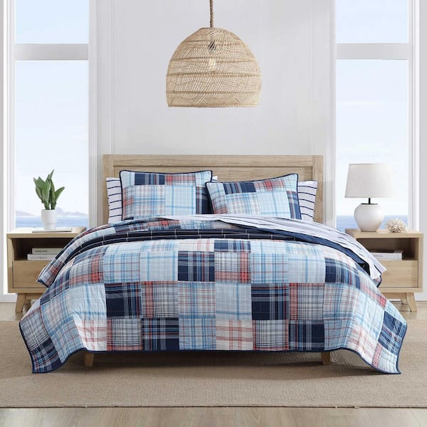 Nautica Stony Point Blue 100% Cotton Reversible Full/Queen Quilt (1-Piece)