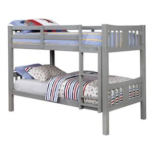 Jelle Gray Full over Full Wood Bunk Bed with Attached Ladder