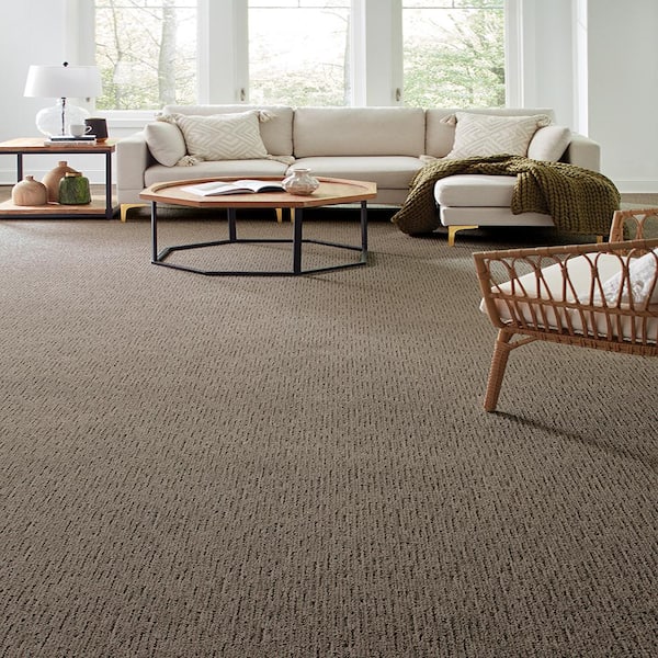 Smooth Summer Spotlight Gray 37 oz. Polyester Pattern Installed Carpet