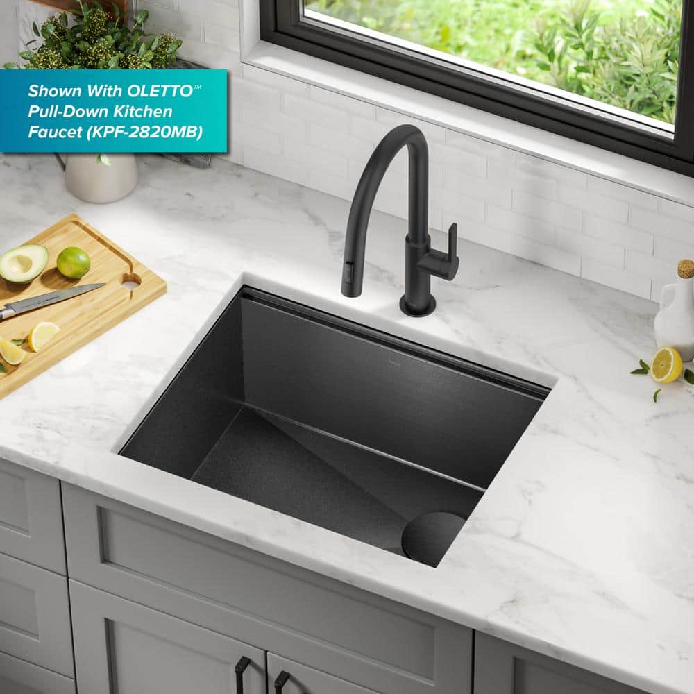 Kore 23" Black Stainless Steel Drop-In Single Bowl Kitchen Sink