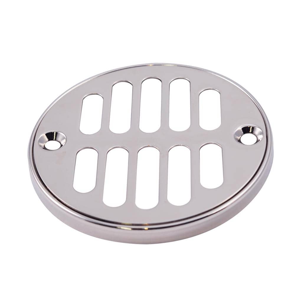 Polished Chrome Square Shower Drain with Round Strainer