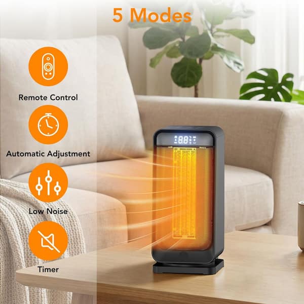 R.W.FLAME 1500W Portable Heater, Oscillating, with Thermostat and