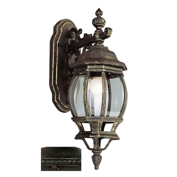 Bel Air Lighting Francisco 18 in. 1-Light Rust Lantern Outdoor Wall Light Fixture with Clear Glass