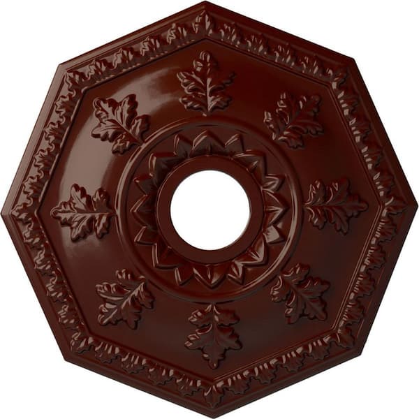 Ekena Millwork 1-1/2" x 18" x 18" Polyurethane Nottingham Ceiling Medallion, Brushed Mahogany