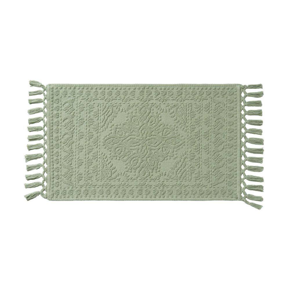 Nellore Seedling Green 20 in. x 38 in. Fringe Solid Color Cotton Rectangle Bath Rug price history on PriceWatchPro