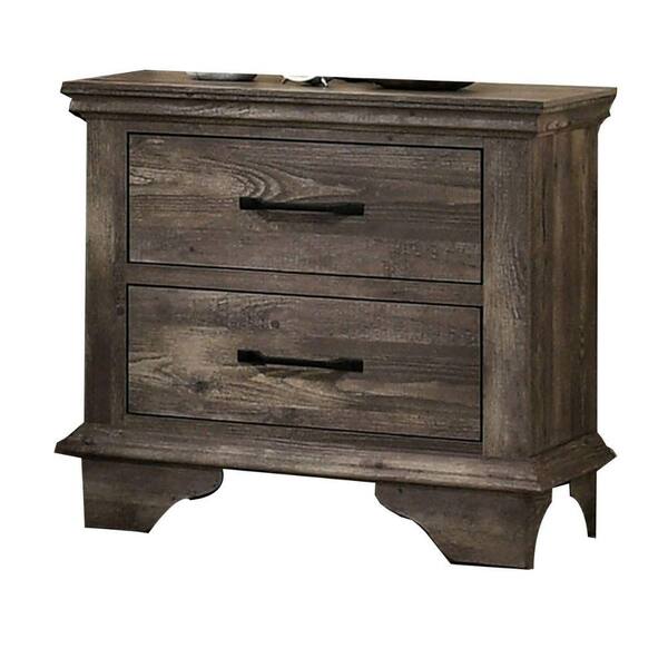 Benjara 27.88 in. 2-Drawer Gray Wooden Nightstand