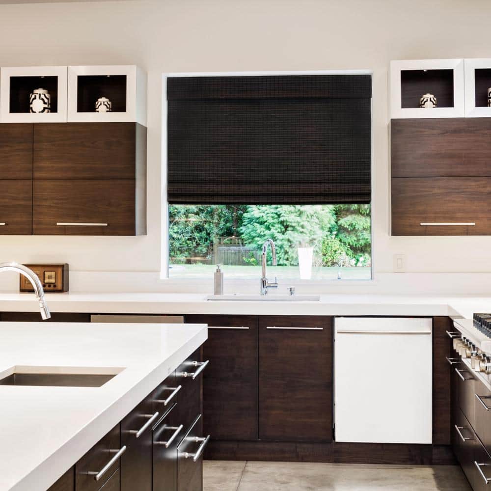 Cordless Espresso Bamboo Blackout Roman Shade
