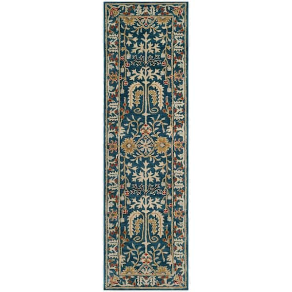 SAFAVIEH Antiquity Dark Blue/Multi 2 ft. x 12 ft. Border Runner Rug ...