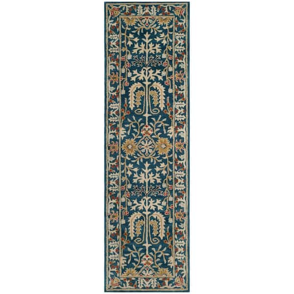 Antiquity 2 ft. x 18 ft. Dark Blue/Multi Traditional Medallion Runner Rug