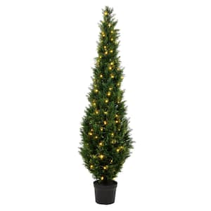 6 ft Artificial Potted Green Cedar Tree.