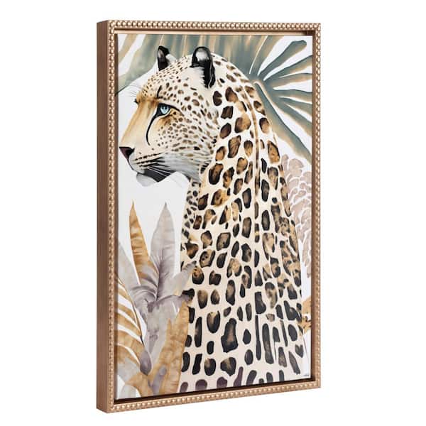 Kate and Laurel Sylvie Fern Cheetah 1-Piece Gold Framed Canvas Art Print, 18.00 in. x 24.00 in.