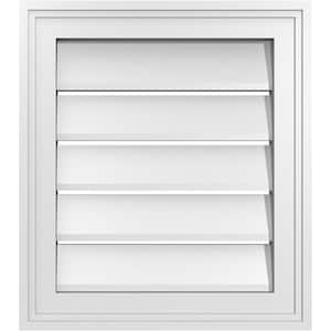 16 in. x 18 in. Vertical Surface Mount PVC Gable Vent: Functional with Brickmould Frame