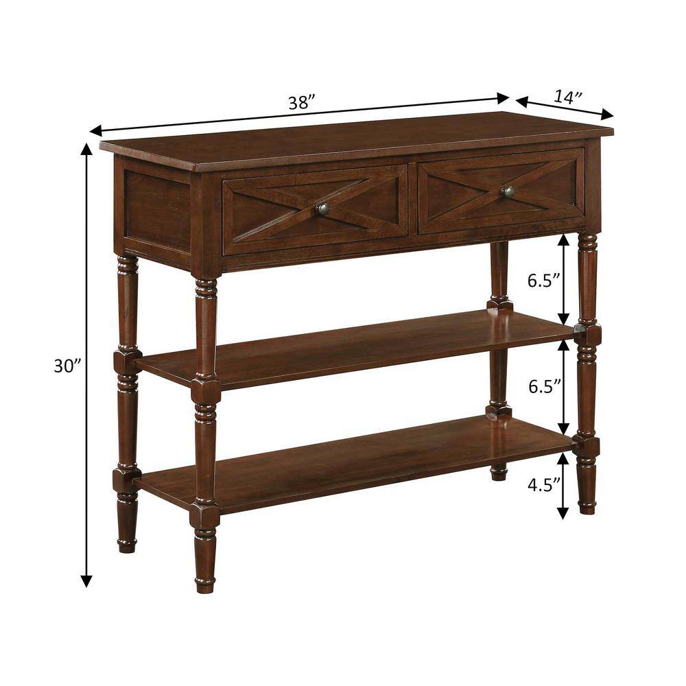 Espresso Wood Console Table with Storage and Shelves