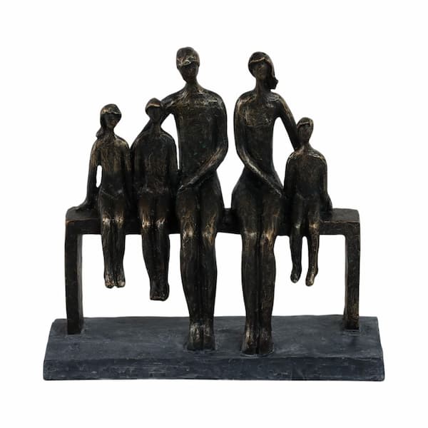 Liv & Skye Bronze 10 in. x 10 in. Resin Family Sculpture