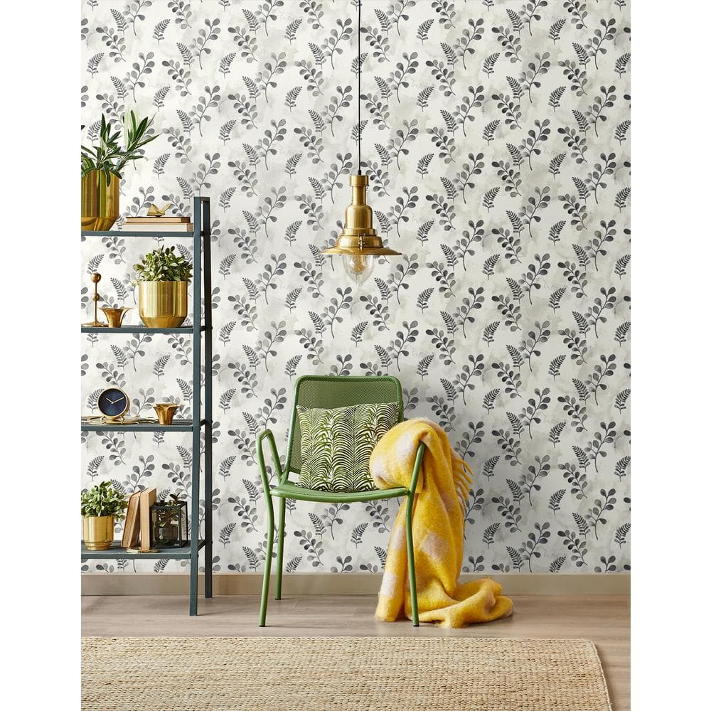 Steel Grey Botanical Self-Adhesive Vinyl Wallpaper Roll
