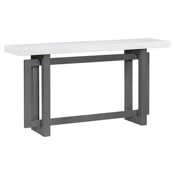 Polibi 59.10 in. Contemporary Dark Gray/White Rectangle Wood Console Table for Entryway, Hallway, Living Room