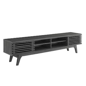 Render 70 in. Charcoal TV Stand Fits TV up to 70 in. with Storage Slatted Sliding Door