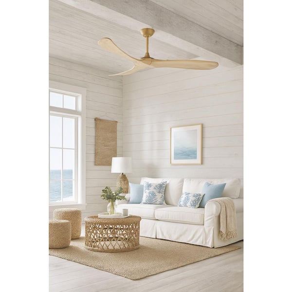 Swell 5 ft. Indoor/Outdoor Heritage Brass Ceiling Fan with Remote Control