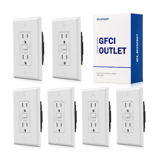 GFCI Outlet Self-Test, 15 Amp 125V NO Tamper Resistant Duplex wall outlet, with Glossy Wall Plate, UL Listed, White 6PC