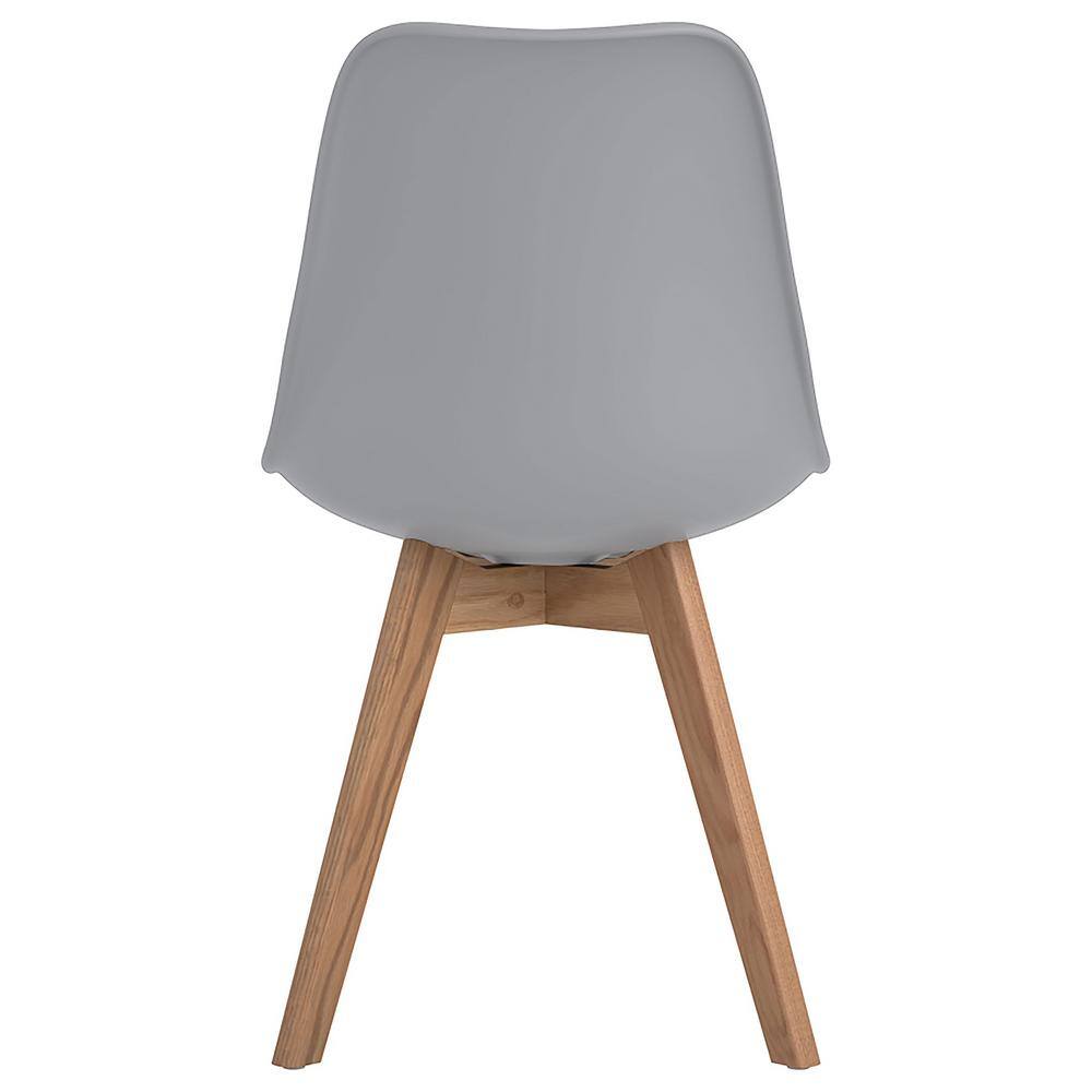 Transitional Gray Faux Leather Upholstered Side Chair with Oak Legs