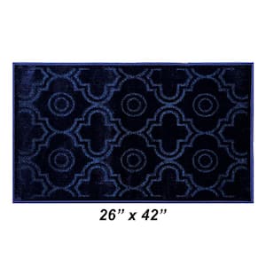 Arya Collection Navy 26 in. x 42 in. Polyester Rectangle Area Rug