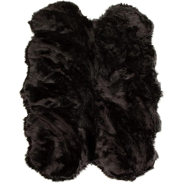 Iliebe Black 4 Ft. X 6 Ft. Sheepskin Faux Fur Furry Cozy Area Rug ...