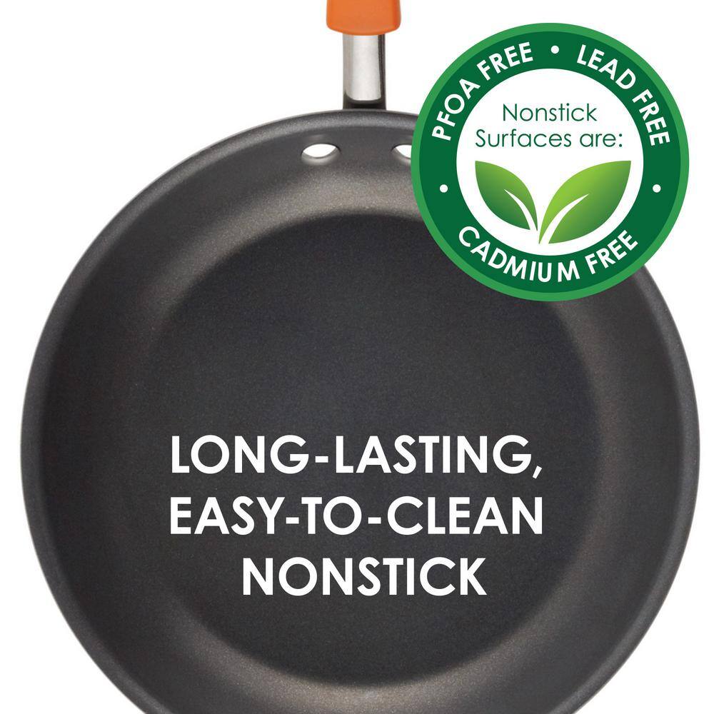 Gray and Orange 14-Piece Nonstick Aluminum Cookware Set