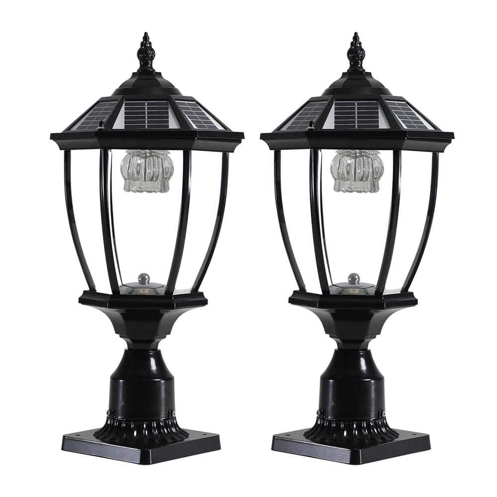 Outdoor Solar Light, 20 in. Black Dusk to Dawn Outdoor Solar Powered Garden