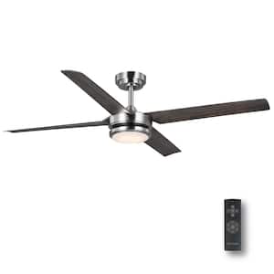 Laritza 56 in. LED Indoor/Outdoor Brushed Nickel Ceiling Fan with Remote Control with White Color Changing Light Kit