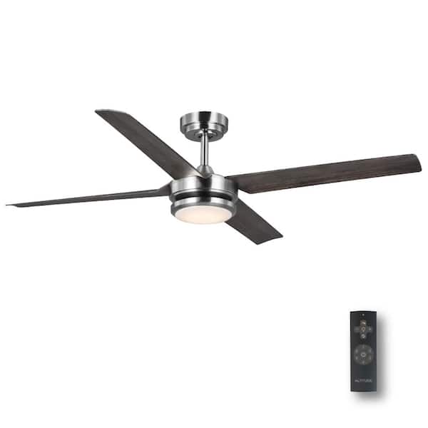 Altitude Laritza 56 In Led Indoor Outdoor Brushed Nickel Ceiling Fan With Remote Control White Color Changing Light Kit 108l56bnddw The Home Depot - Outdoor Ceiling Fans With Remote White