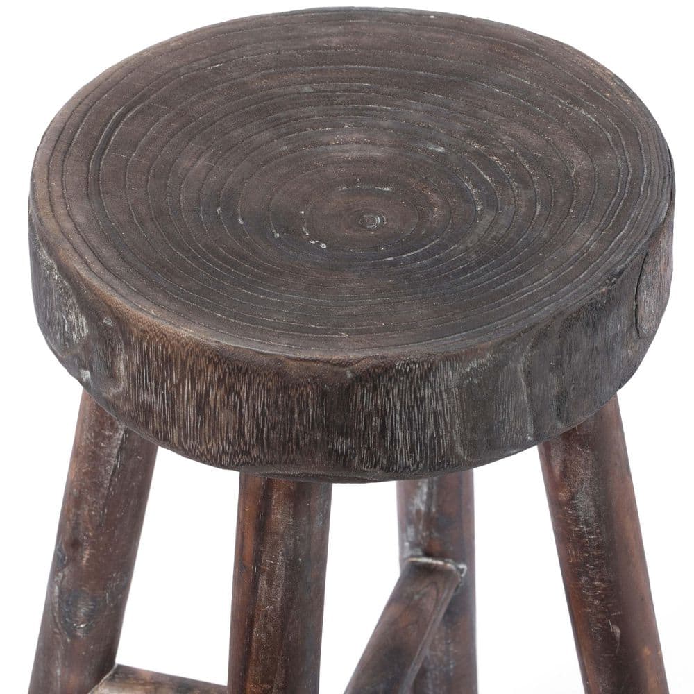 Rustic Brown Wooden Log Cabin Stools Set of 2