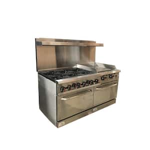 60 in. 6 Burner Commercial Double Oven Gas Range and Griddle in. Stainless Steel