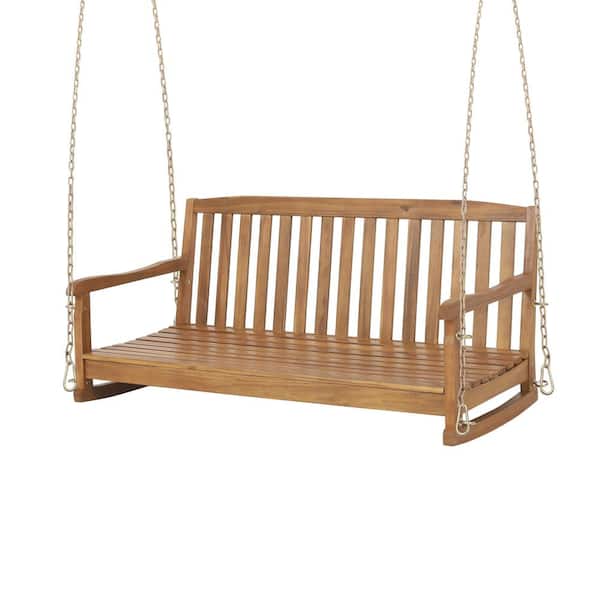Oyezvary 2-Person Wood Outdoor Porch Patio Swing in Teak