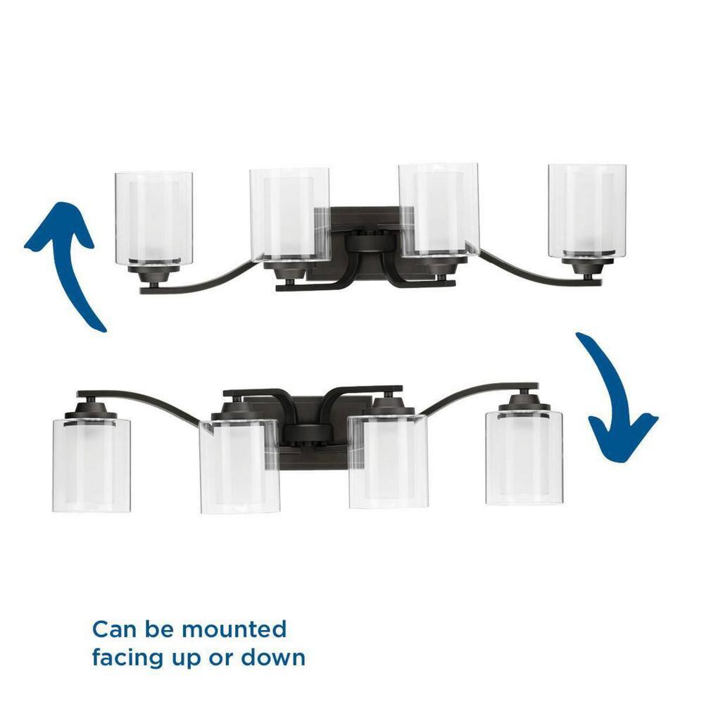 Graphite Nickel 4-Light Wall Bracket with Etched Glass Shades