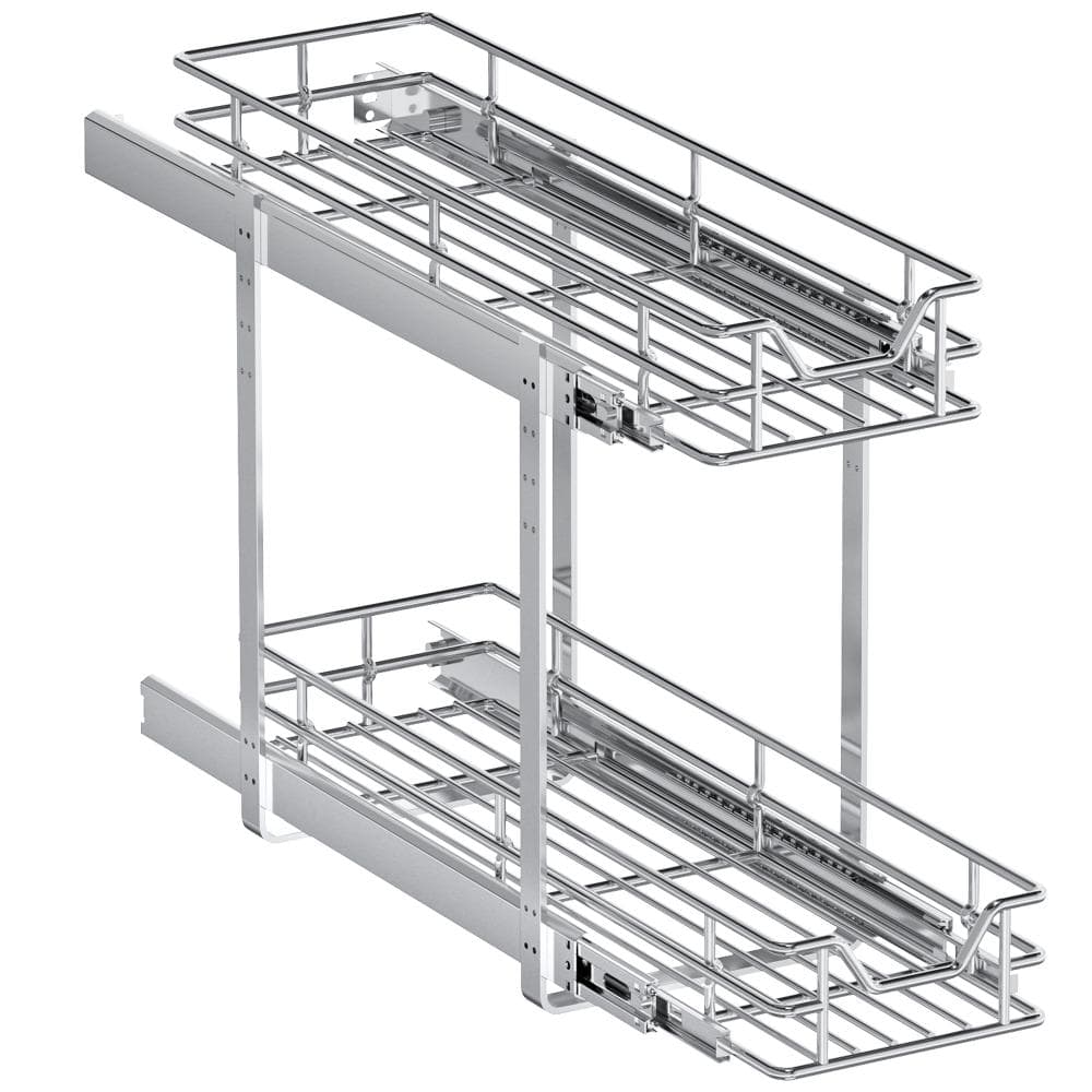 7.5 in. W x 21.5 in. D 2-Tier Pull Out Cabinet Organizer Heavy Duty Slide Out Shelves in Chrome price history on PriceWatchPro