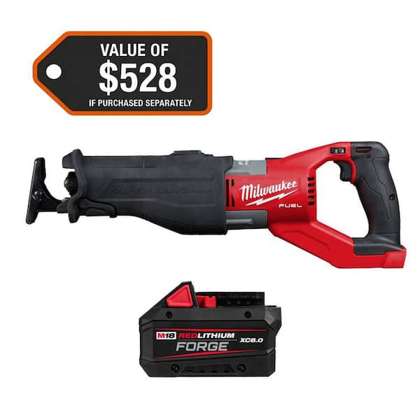 M18 FUEL 18V Lithium-Ion Brushless Cordless Super SAWZALL Orbital Reciprocating Saw w/ FORGE 8.0 Ah Battery