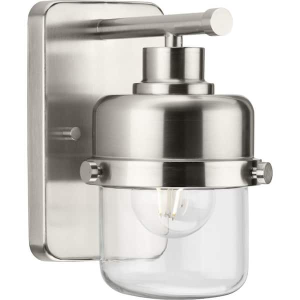 Progress Lighting Beckner Collection 5 in. 1-Light Brushed Nickel Clear Glass Urban Industrial Vanity Light