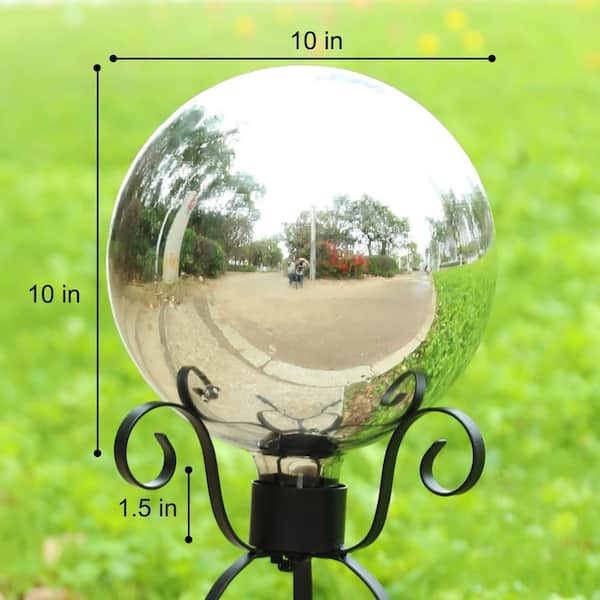 ガーデンスフィア OGETFUUR 10 in. Gazing Ball, Glass Mirror Polished Hollow Ball