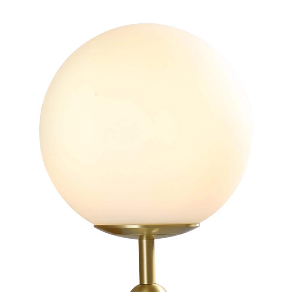 Opal Globe Brass Vanity Wall Sconce with Glass Shade