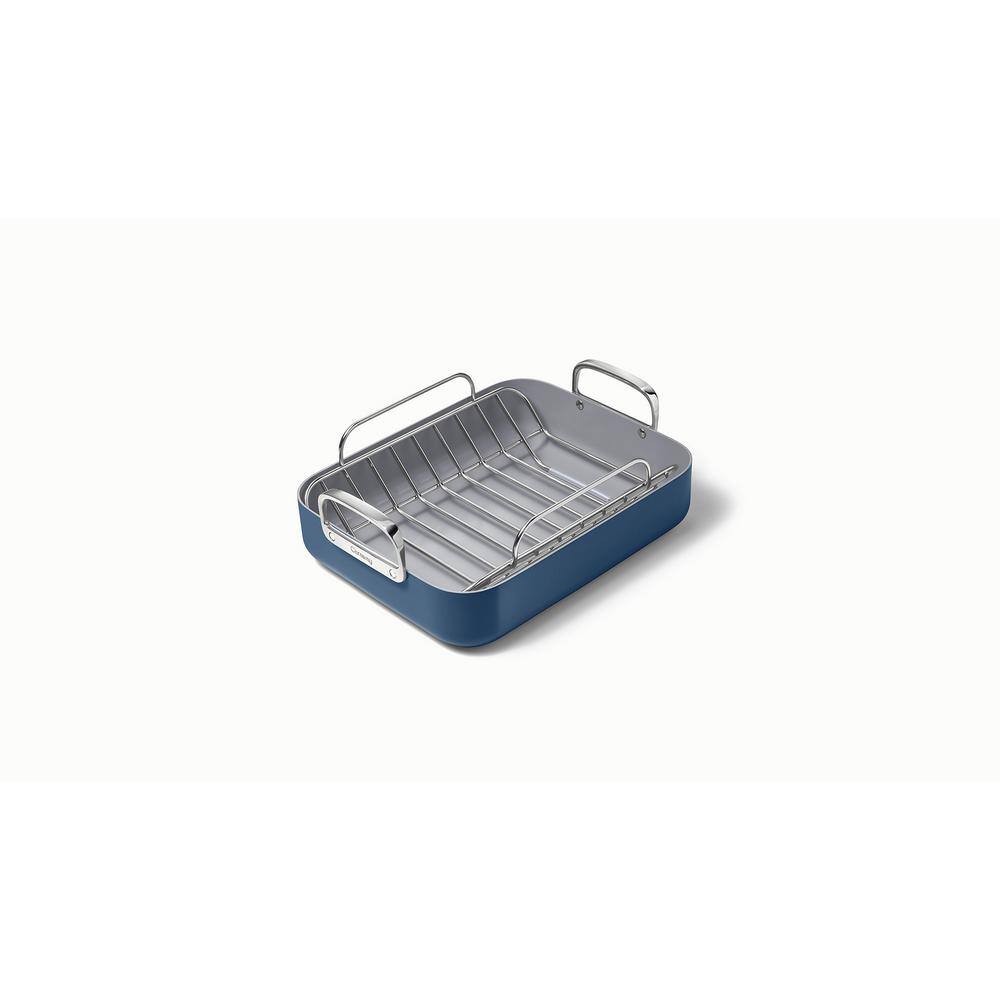Navy Blue Ceramic Nonstick Square Roasting Pan with Rack