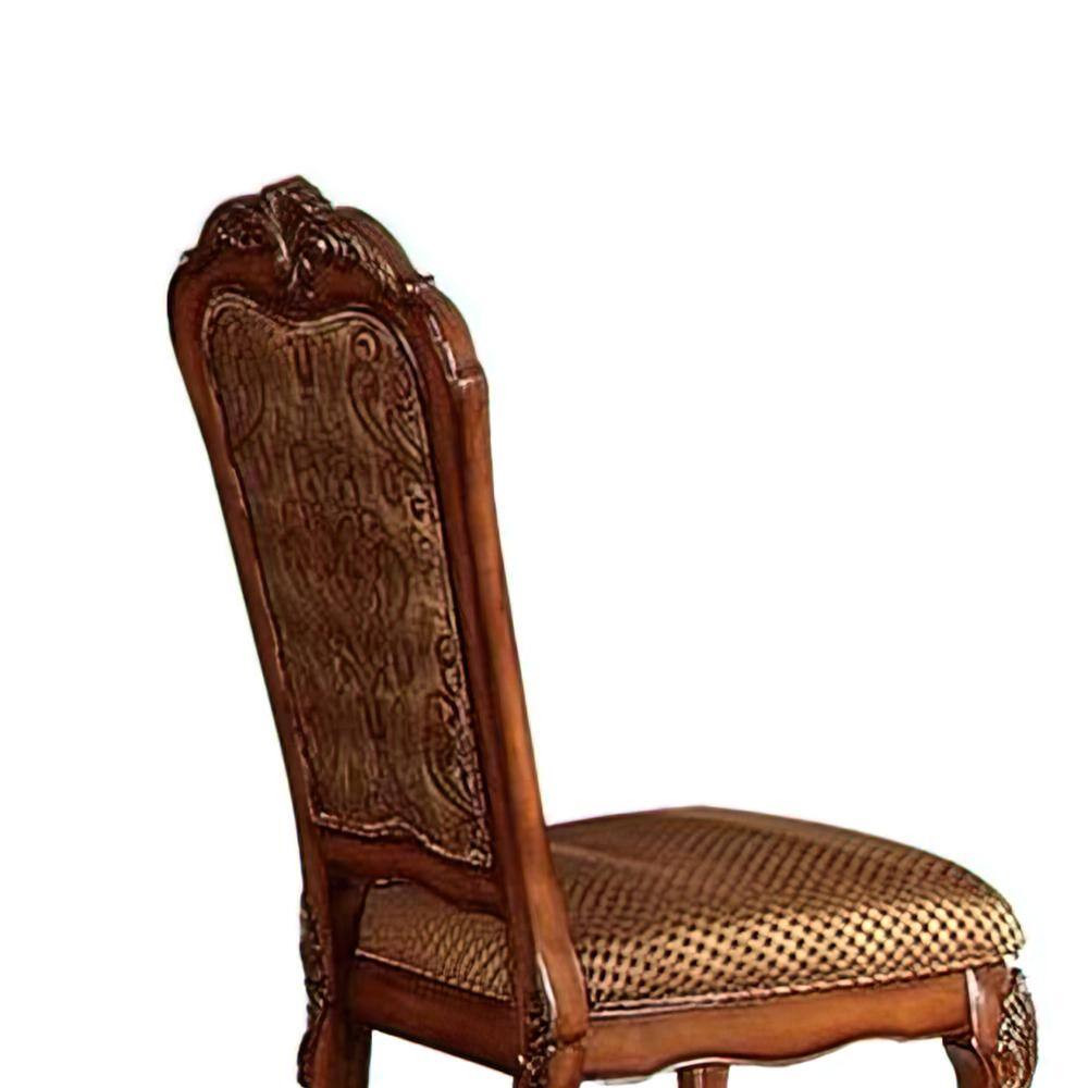 High Back Brown Faux Leather Upholstered Wood Side Chair
