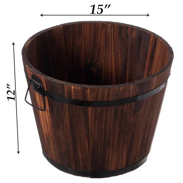 Wine/whiskey buy barrel wood planter made from authentic reclaimed barrel wood.