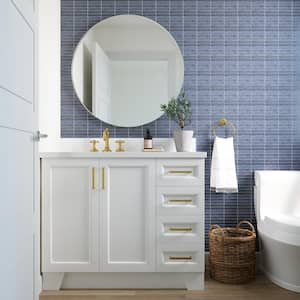 Taylor 43 in. W x 22 in. D x 36 in. H Bath Vanity in White with Pure White Quartz Top