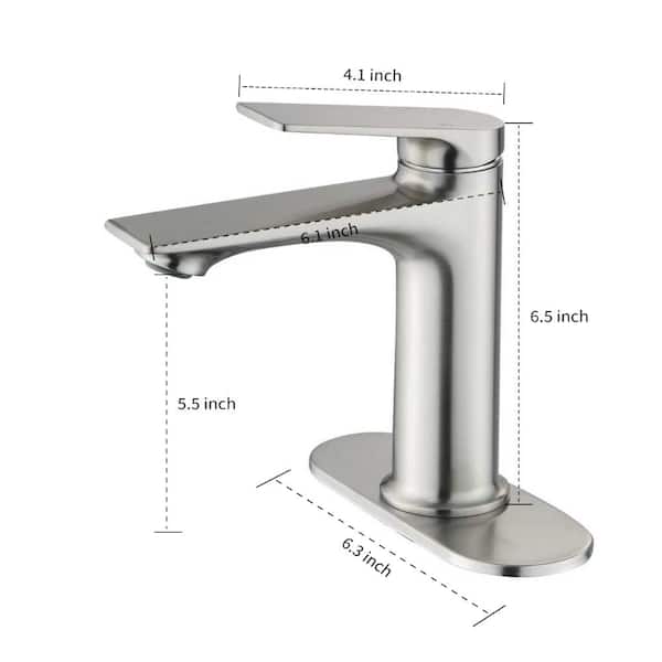Flynama Brushed Nickel Single Handle Bathroom Faucet with Deck MW
